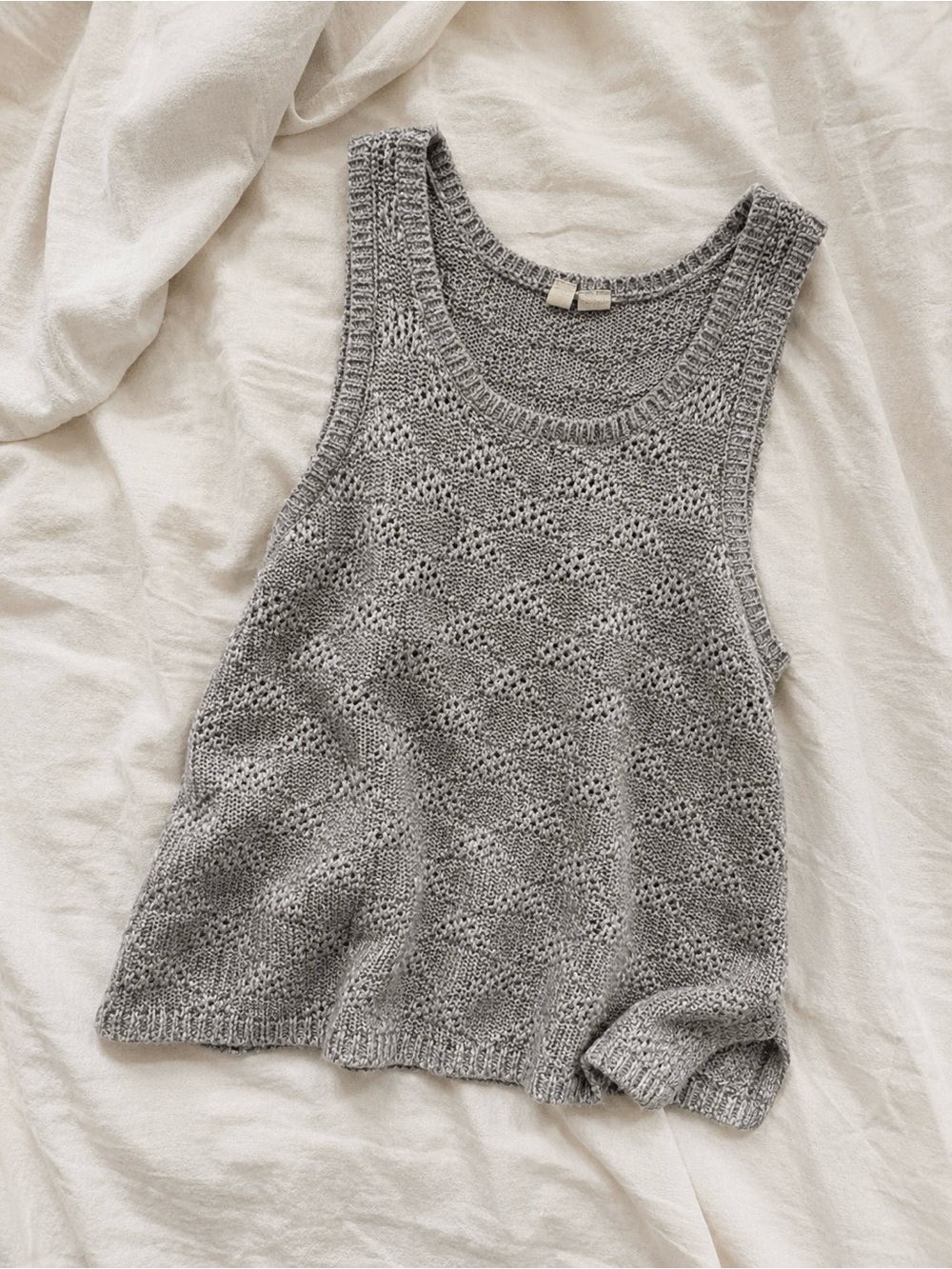 Anthropologie Moth Shimmer Metallic Gray Knit Tank Top Small